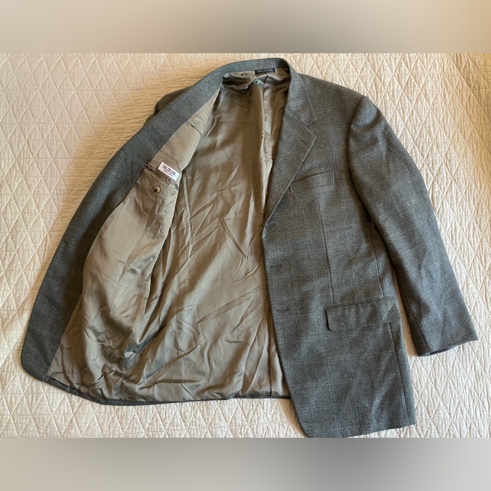 PAL ZILERI Made in Italy Subtle Check Wool & Cashmere Sport Coat Size 46 L - Picture 2 of 9